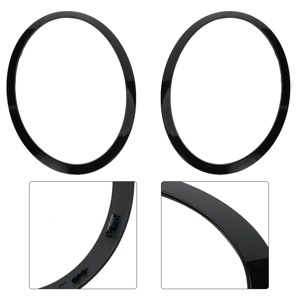 

Part Frame SET 2pcs 51712355791 Accessories Bright BLACK HEADLIGHT TRIM RING LEFT+RIGHT Brand New High Quality