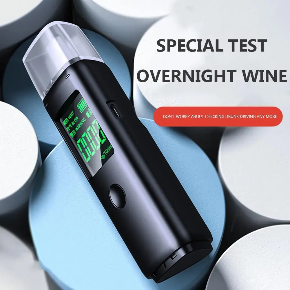 Digital Alcohol Breathalyzer Rechargeable Portable Breath Alcohol Tester with Mouthpieces High Accuracy for Personal Use