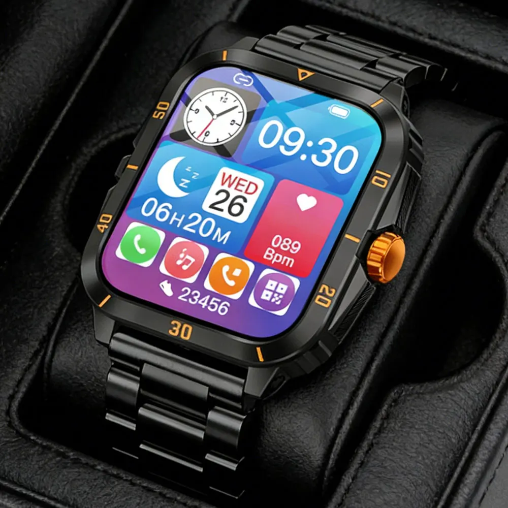 2026 NEW Military Smartwatch 2.01''HD Screen Bluetooth Call Waterproof Outdoor Sports Fitness Smart Watch Men for Android/IOS 1
