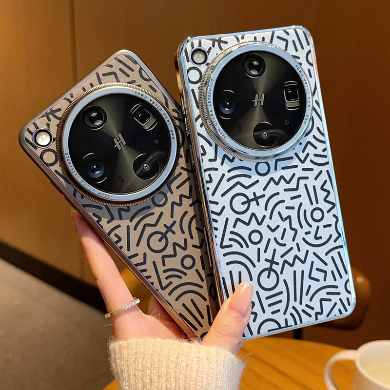 Plating Graffiti Color-Blocked Large Hole Anti-Drop Phone Case