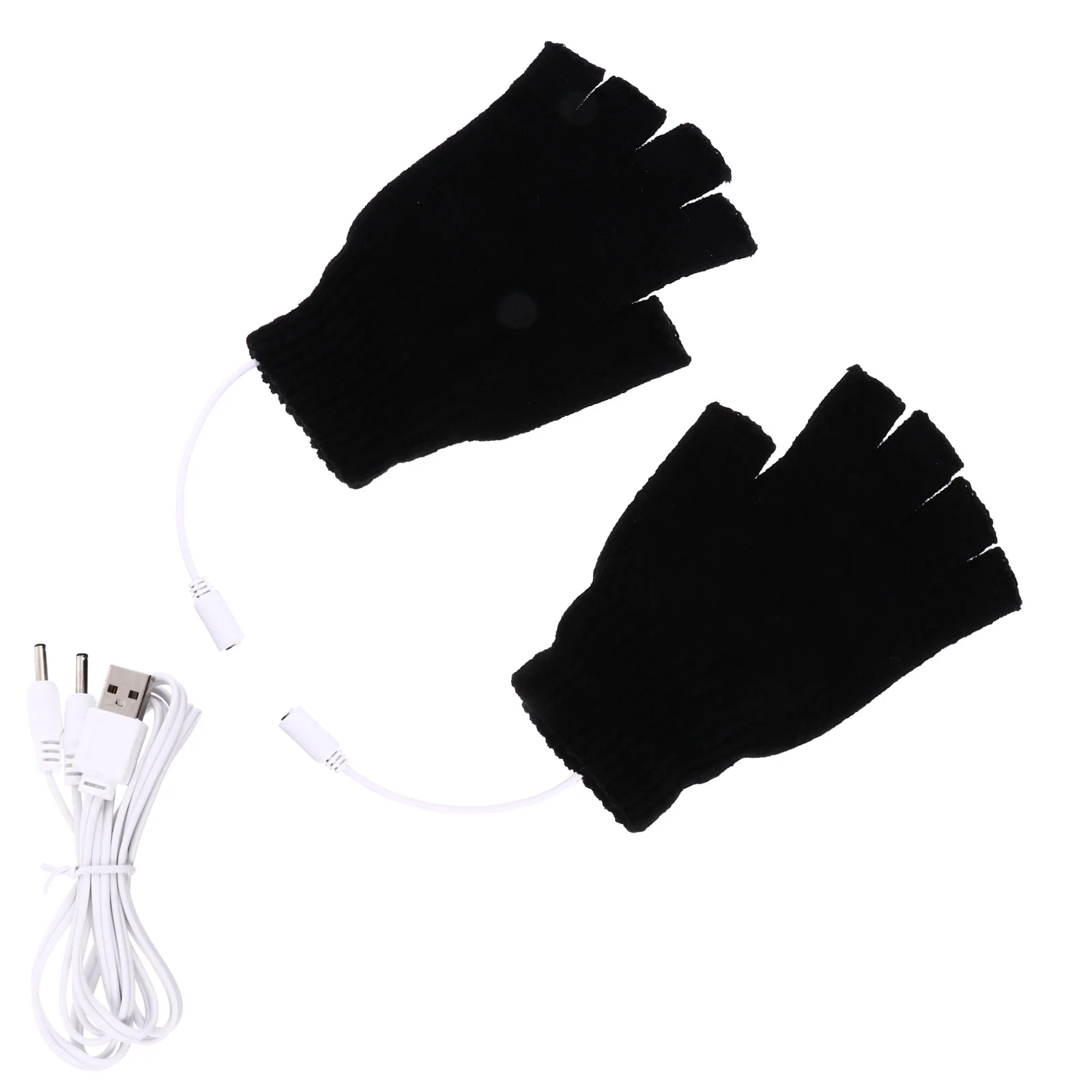 

USB Glove Hand Warmer Gloves Fingerless Thermal Heated Mitten Laptop Winter Wool Knit Electric