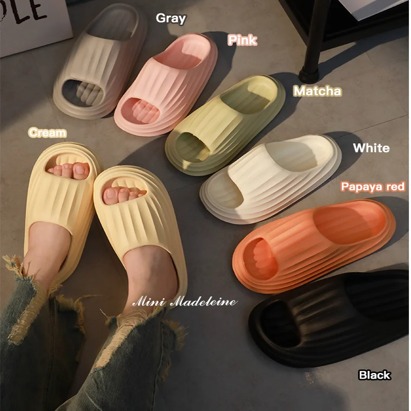 4CM Summer Slippers Thick Platform Sandals Woman 2022 Home Slippers Indoor Mute Soft-soled Flip Flops Couple Non-slip Slides