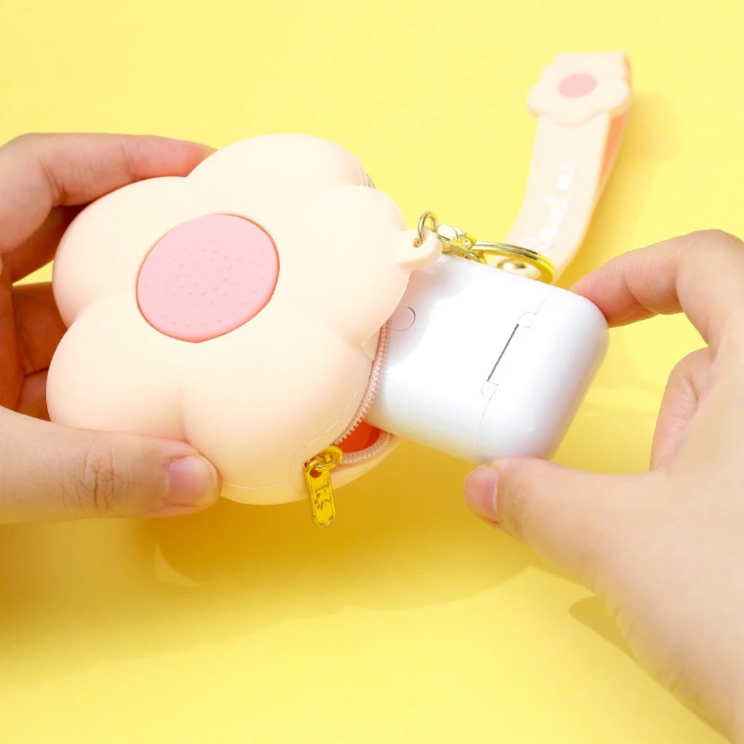 Flower Shape Silicone Coin Purse Mini Cute Zipper Small Wallet Female Student Earphone Bag Backpack Pendant Gift for Women