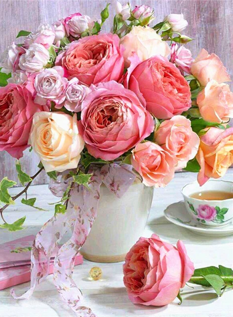 5D Diamond Painting Flower Full Diamond Tulip Rose DIY Diamond Mosaic Art Painting Cross Stitch Rhinestone Embroidery Home Decor CY-HH00058AE6