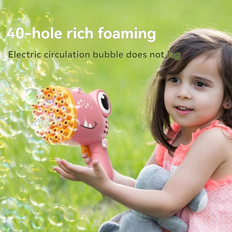 40 Hole Dinosaur Bubble Handheld Bubble Machine, Electric Bubble Gun, Outdoor Wedding Party Toy