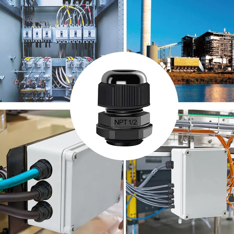 IP68 Waterproof Nylon Cable Gland Adjustable Nylon Plastic Strain Relief Cord Connectors 1/4&rdquo; 3/8&rdquo; 1/2&rdquo; 3/4&rdquo; Cord Management