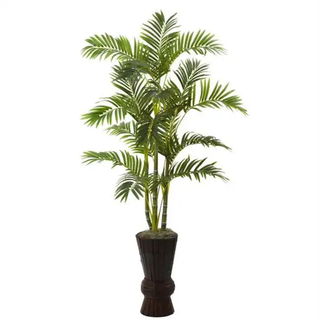 

Plastic and Polyester Areca Artificial Tree with Decorative Planter, Green Boho room decor Garland greenery Grass wall panel Euc