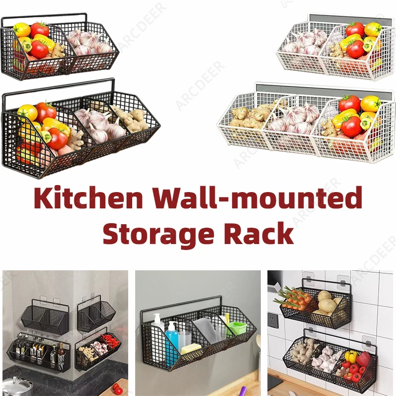 Wall-Mounted Kitchen Storage Shelf – No-Drill Adhesive Organizer Basket 1