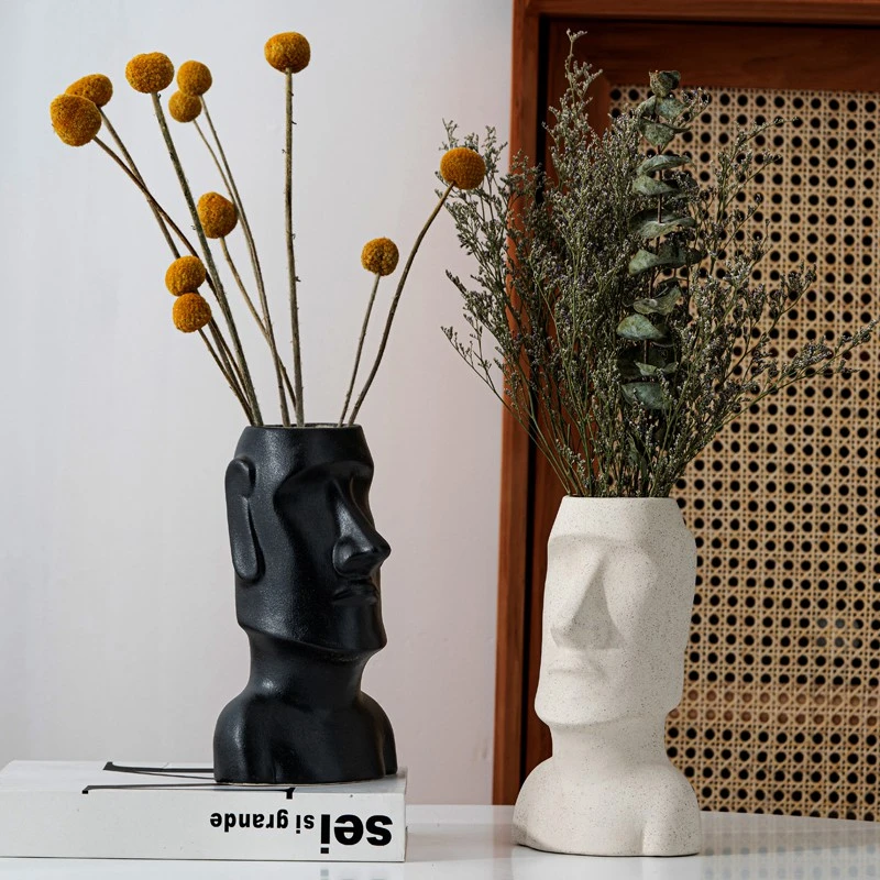 Ceramiczny wazon Moai, wazon wielkanocny, Pukao, nordycka figurka, suszony  kwiat, pojemnik, salon, jadalnia, biuro domowe, dekoracja wnętrz| | -  AliExpress