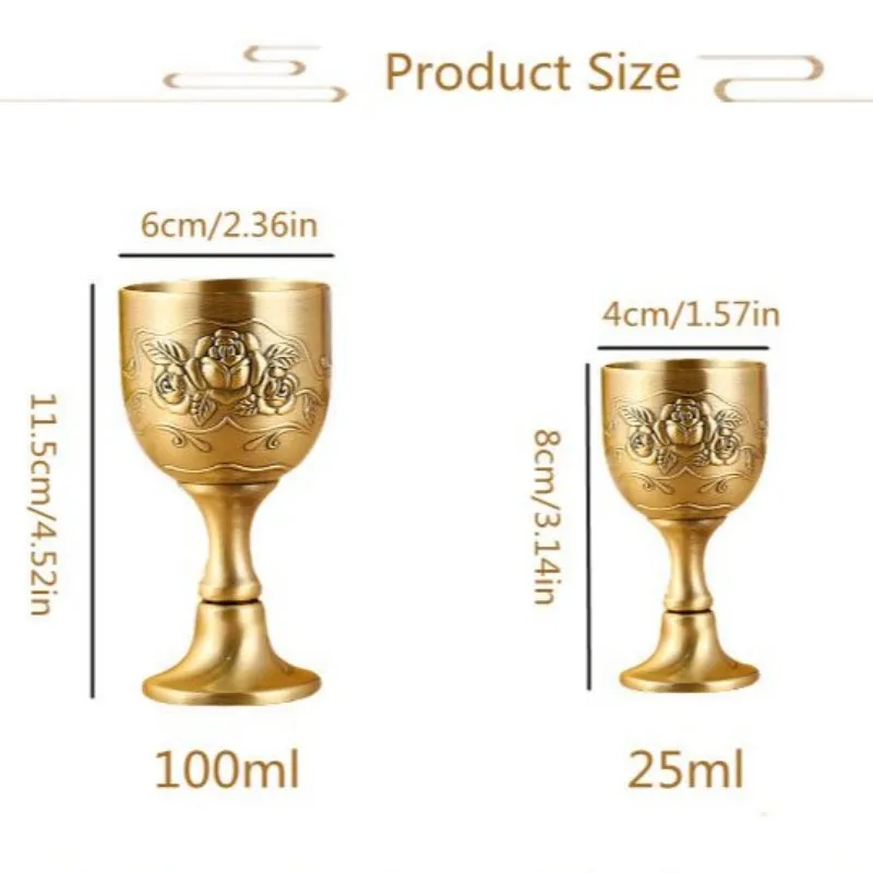 Drinking Glass 1pc 25/100ml Vintage Wine Cup High-quality Metal Wine Cup Retro Unique Mini Champagne Red Chalice Gifts