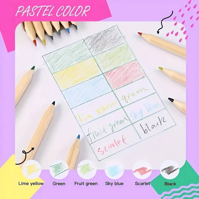 36/12pcs 8.8CM Mini Colored Pencil Kawaii Kids Children Small Draw Pen Cute Wooden Colored Pencil Set for School Supplies Gift 3