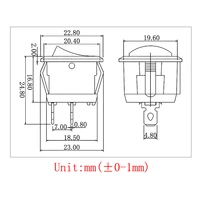 KCD1-105 20 mm Diameter Round Rocker Switch AC 250V/6A 125V/10A Round Boat Rocker Power Push Button Switch Red Black 4