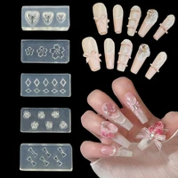 5Pcs3D Silicone Nail Press Mold DIY Nail Charm Reusable Kawaii Sweet Bow Versatile Cherry Blossom Rose Nail Art 1