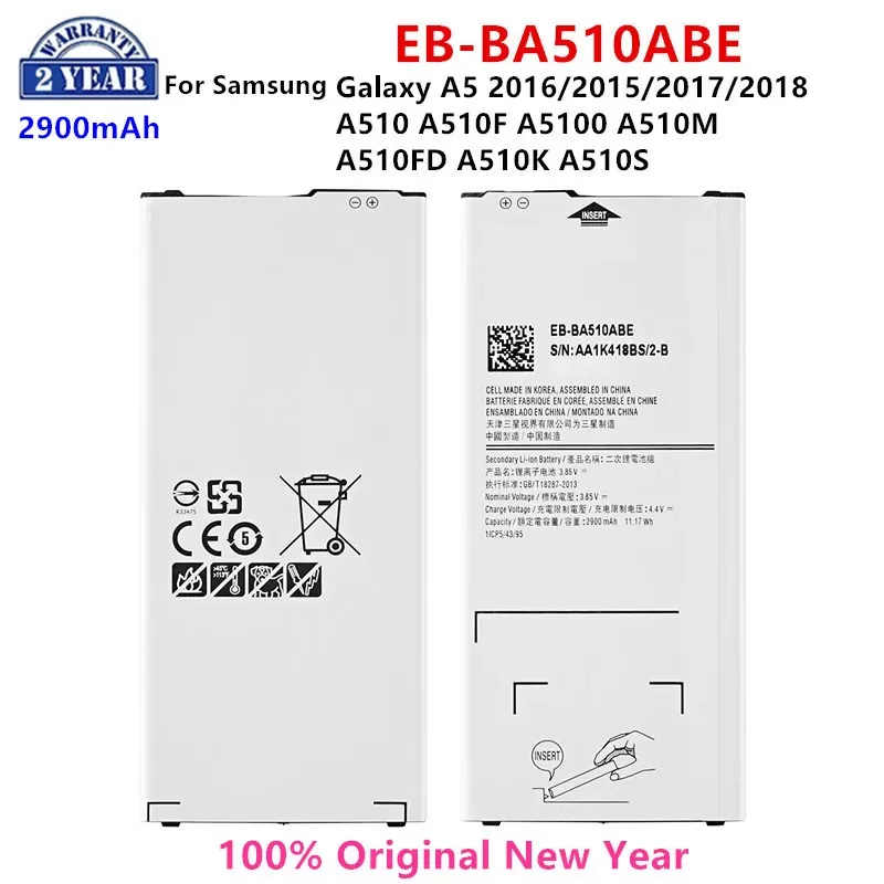 

Оригинальная фотобатарея SAMSUNG 2900 мАч для Samsung Galaxy A5 2016/2015/2017/2018 A510 A510F A5100 A510M A510FD A510K A510S