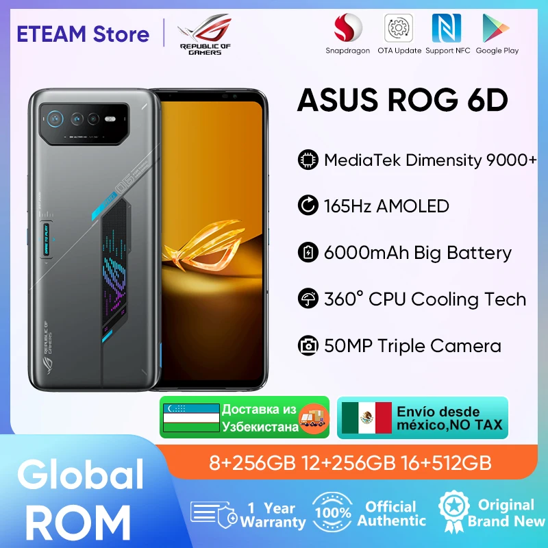 ASUS Rog 6D ultimate Gaming MediaTek Dimensity 9000+ 165Hz Screen 6000mAh Battery rog 6d