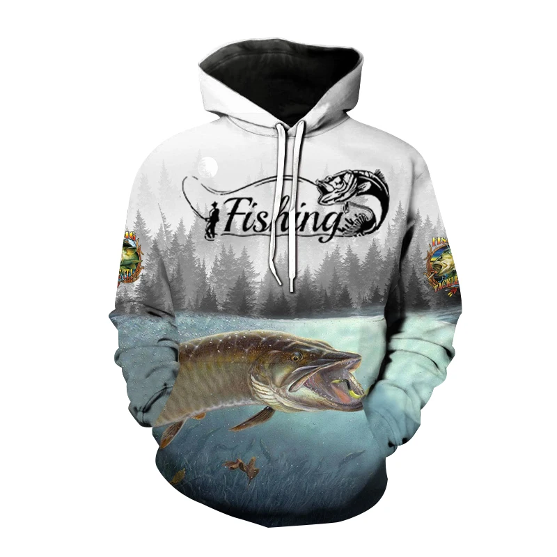 thumbnail image 1 of Nueva sudadera con capucha con estampado 3D de pesca salvaje para hombres, sudadera para entusiastas de la caza de peces, sudaderas de talla grande para hombres y mujeres, 1 of 5