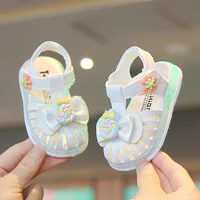 Summer LED Light Baby Girl Sandals Fashion Cute Candy Flower Soft Sole Toddler Shoes Kids Hollow Out Glowing Up Princess Sandals 2