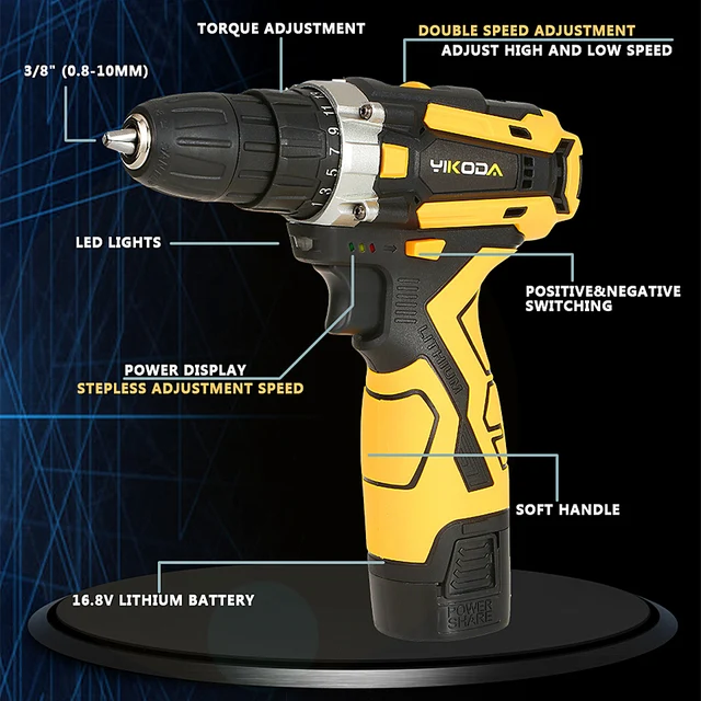 YIKODA Cordless Drill Rechargeable Electric Screwdriver