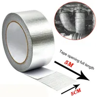 5m*5cm Exhaust Manifolds Titanium Heat Wrap Tape Thermal Wrap Exhaust Heat Bandage Tape Manifold Downpipe Silver Adhesive Tape 1