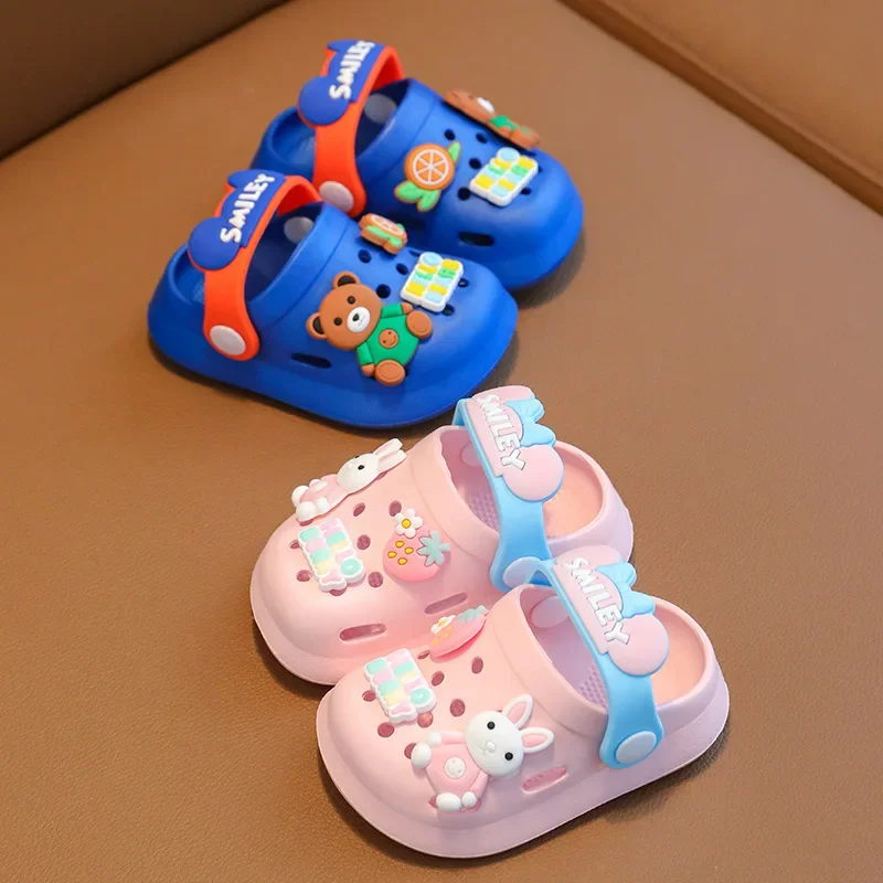 

Summer Kids Sandals Hole Children's Shoes Slippers Soft Anti-Skid Cartoon DIY Design Hole Baby Shoes Sandy Beach For Boys Girls