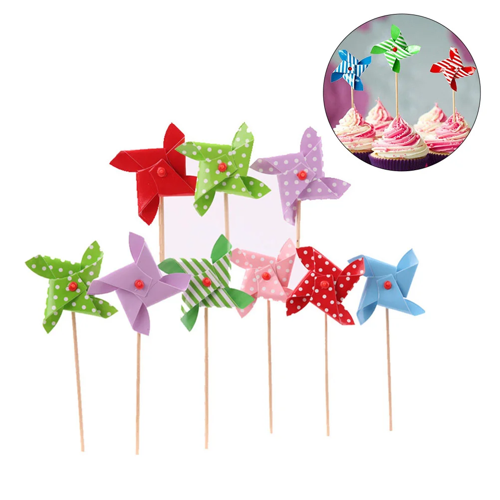 

Cake Toppers Lovely Mini Pinwheel Cupcake Picks for Birthday Party Baby Shower Mini Pinwheel Cake Insert Decor