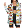 Custom Hip Hop Long Woman Suits Jacket Wholesale Oversized Streetwear Graffiti Blazers Women's Suit Office Clothing Lady Clothes 4