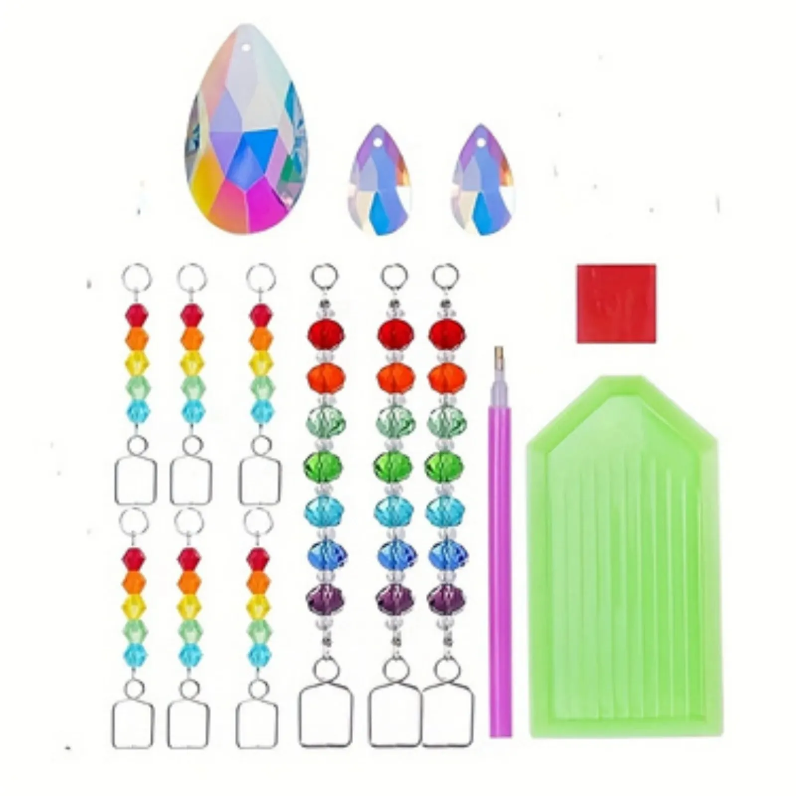 Acrylic Double-sided Crystal Diamond Painting with Sun, Moon, Heart & Tree Pattern - DIY Wind Chimes Kit