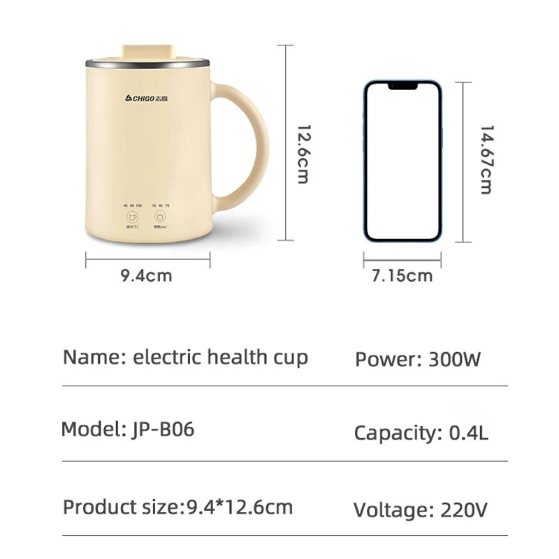 400ml Electric Kettle Boiled Water Tea Pot Health Preserving Pot  Electric Heating Cup Multicooker Desktop Stew Cup 220V