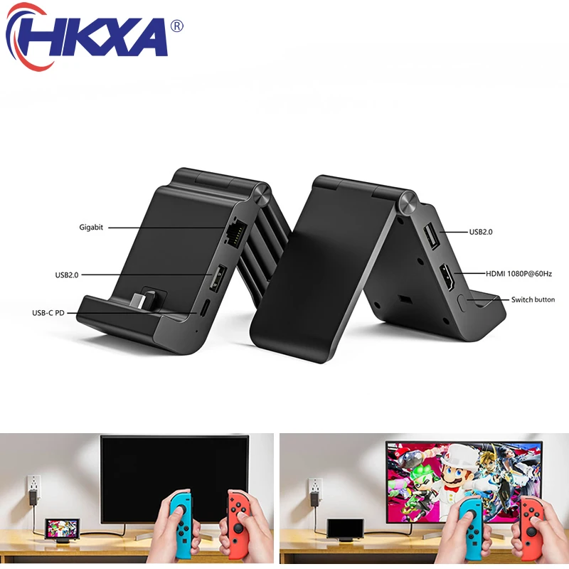 Hub Usb Per Nintendo Switch Hub Usb C Docking Station Dock Tv 4K Hdmi Compatibile Rj45 Usb 3.0 Hub Convertitore Video Adattatori Usb