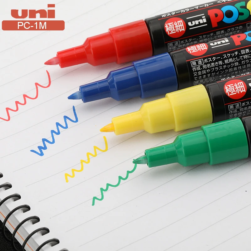Uni Posca 페인트 마커 펜, 초미세 포인트 PC-1M, 8/12 색, 바위 머그잔, 세라믹 유리 목재 패브릭, 금속 페인팅, 속건성