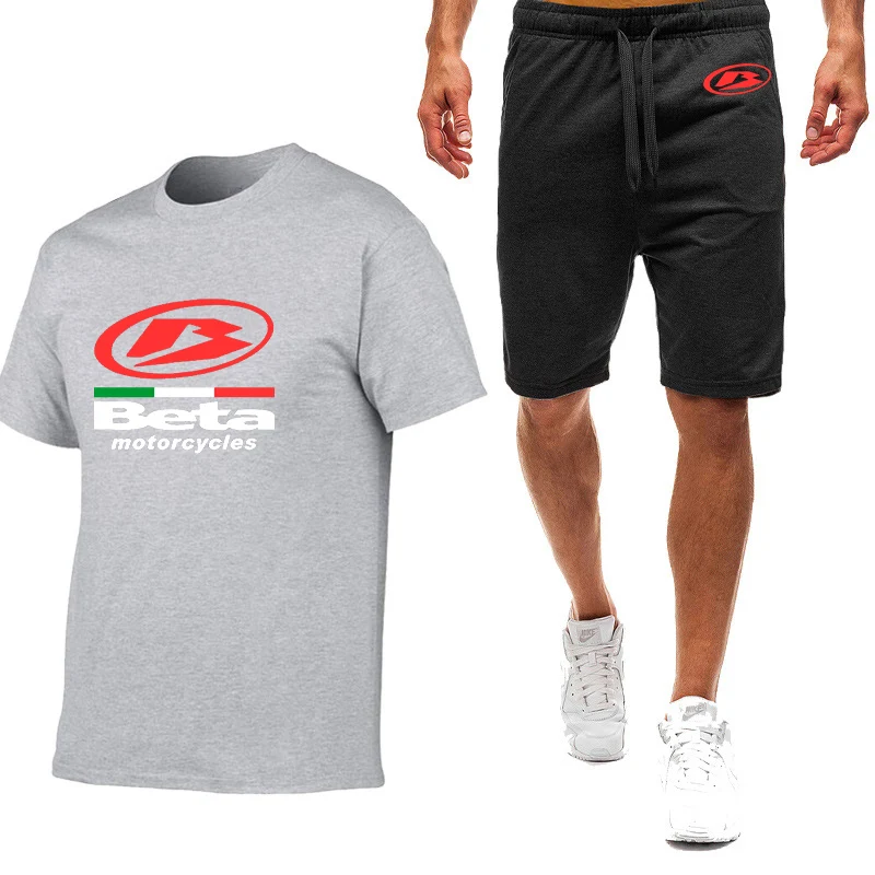 2023 summer men's Beta racing motorcycle cross-country motorcycle Logo printing nine-color trendy sportswear fashion round neck
