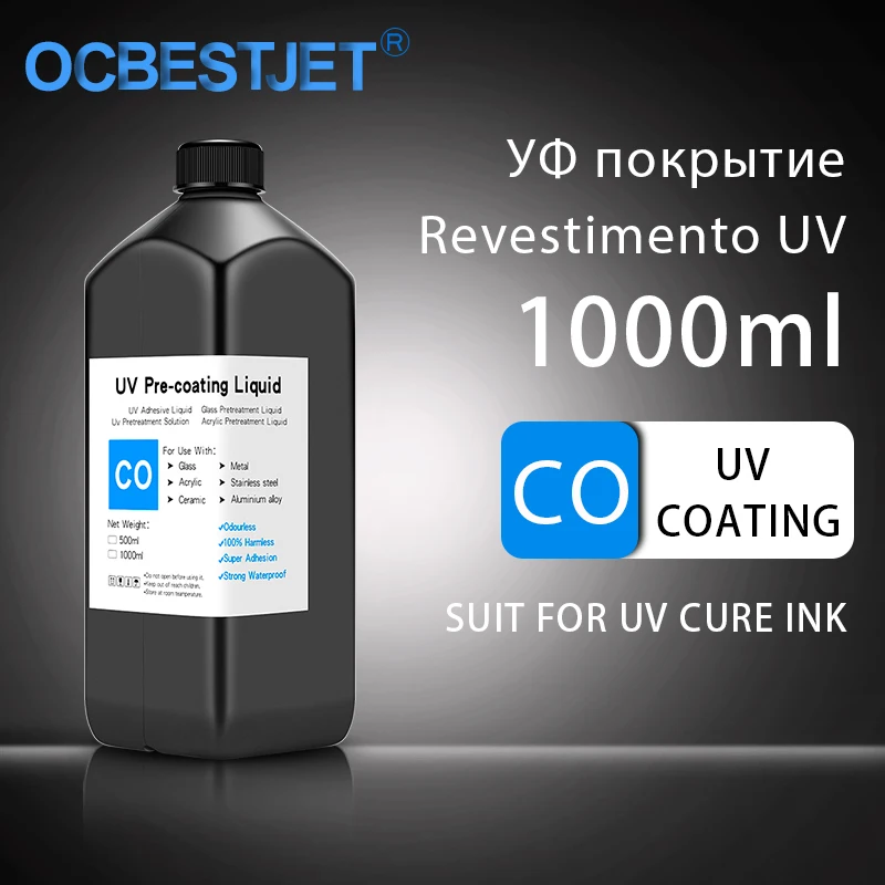 Primer uv do Pre-revestimento de 1000ml para a Impressora uv do Leito Que Cura a Tinta para Imprimir no Metal Cerâmico e Acrílico de Vidro