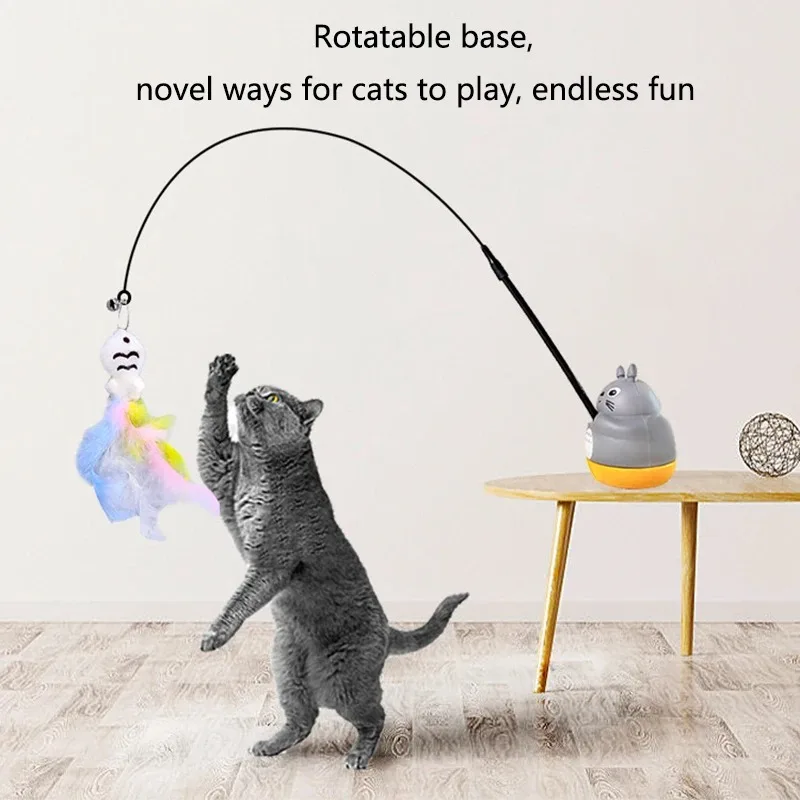 Funny Cat Stick, Steel Wire, Long Pole, Feather, Cute Fishing, Spinning,  Self Entertaining,  Problem-solving, Pet  Toy