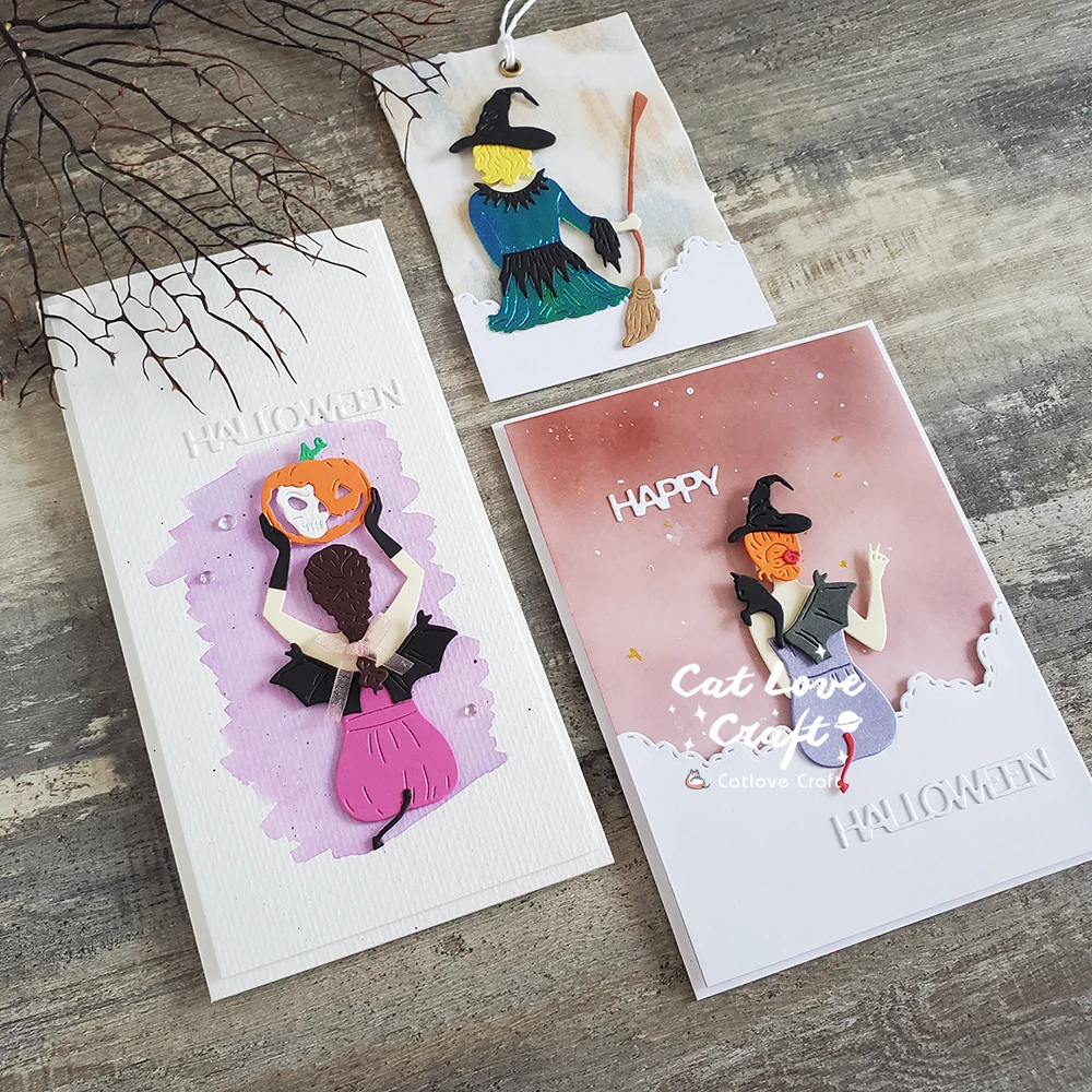 Description Picture 4 of itemCatlove Halloween Witch's Back Metal Cutting Dies Scrapbooking Mold Stencil Die Cuts Card Making DIY Craft Embossing New Dies