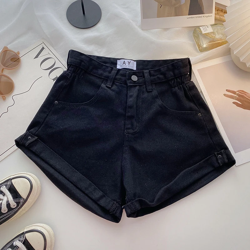 keiki kona shorts Ashgaily 2022 New High Waist female Fashion Casual Summer Cool Women Denim Shorts Wide Leg Hollow Out Plus Size Jean Shorts leather shorts