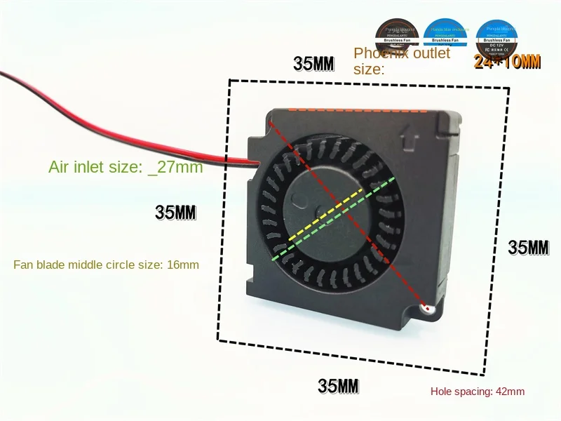 35*35*10MM 3510 turbo blower 24V 12V 5V DC brushless double ball bearing 3.5CM cooling exhaust fan