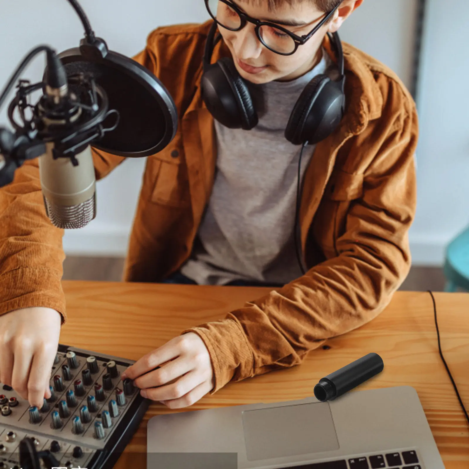 1 세트 마이크 스탠드 확장 키트 금속 마이크 붐 암 연장 라이브 스트리밍 녹음 노래 팟캐스트 스탠드 어댑터