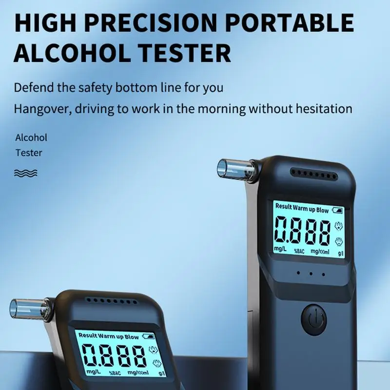 Lightweight Digital Alcohol Tester Professional Alcohol Detector Breathalyzer Polices Alcotester LCD Display Drunk Driving Test alcohol tester breath alcohol tester
