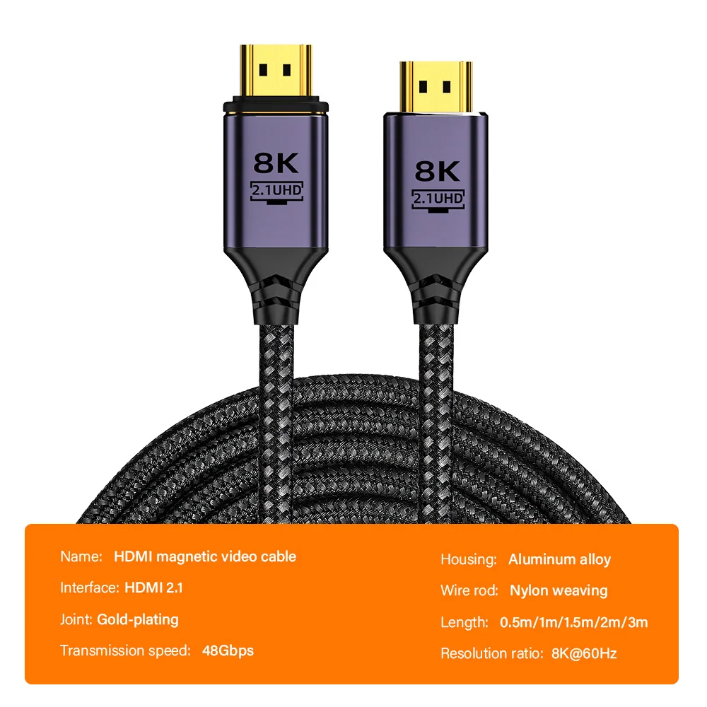  8K 60HZ HDMI 2.1 ̺, 48Gbps   Ŀ, PS4 PS5 Xbox TV ڽ ̾ ƽ ARC HDR A ׳ƽ 