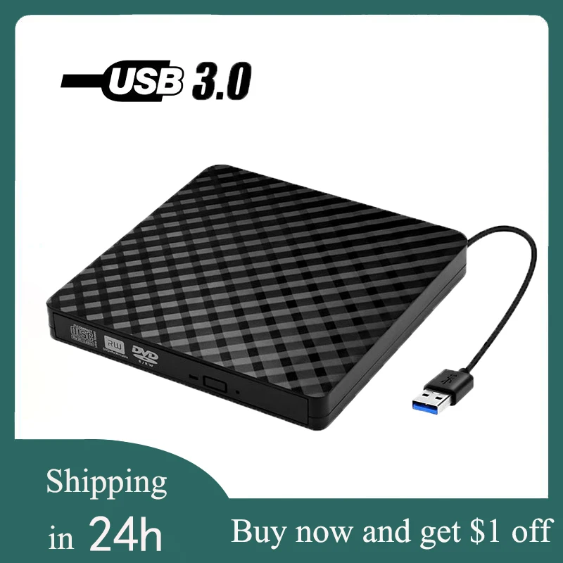 Portable high-speed USB 3.0 External  CD/DVD ROM Optical Drive External Slim Disk Reader Desktop PC Laptop Tablet  DVD Player
