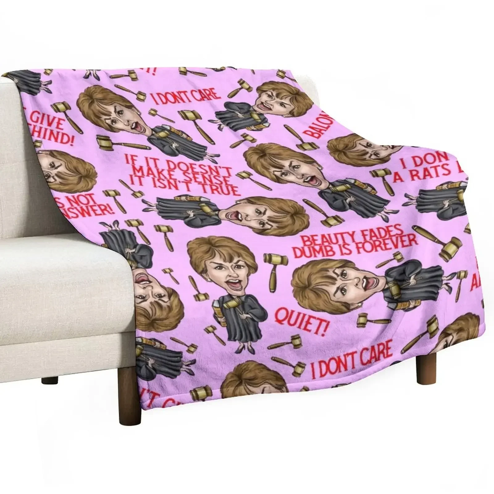 

Pink Judge Judy Print Throw Blanket Decoratives Decorative Sofa Dorm Room Essentials Blankets