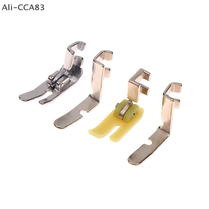 HMA9-4Pcs Old Sewing Machine Zipper Presser Foot Set (Iron Presser Foot, Plastic Foot Left Hole Right Hole Single Side)