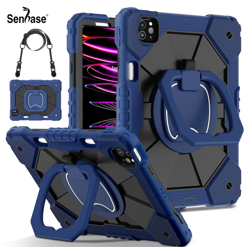 Per Apple Ipad Air 4 5 4Th 5Th Gen 10.9 2020 2022 A2316 A2588 Custodia Antiurto In Silicone Pc Pull Ring Stand Tracolla Cover