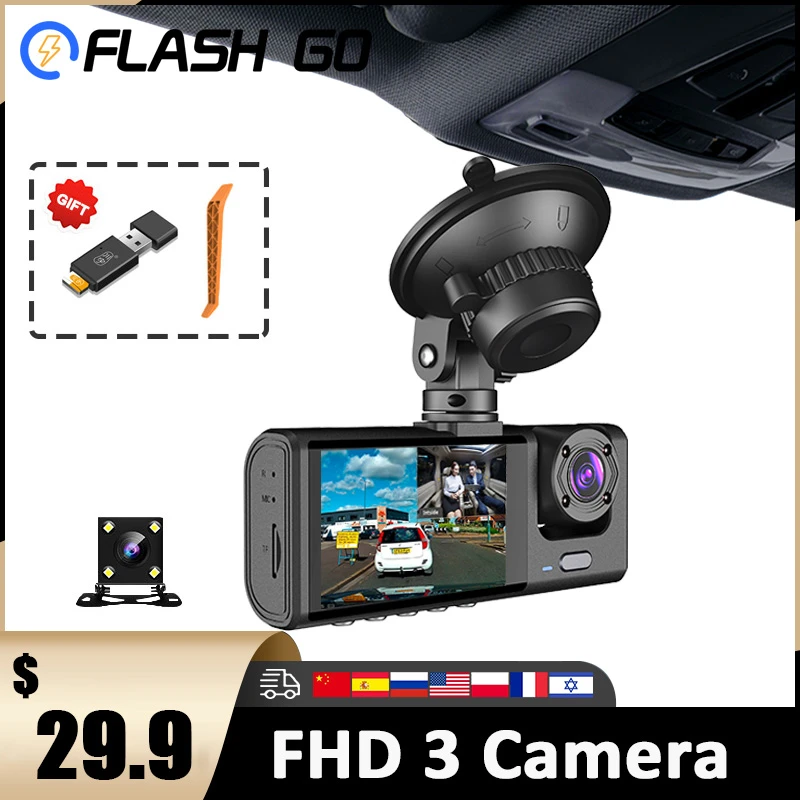 Dash Cam Fhd 1080p Car Video Recorder 3 In 1 Car Dvr Dashcam Rear View
