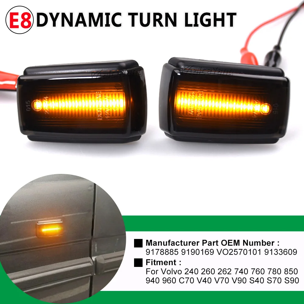 2Pcs Dynamic LED Side Marker Blinker Turn Signal Light For