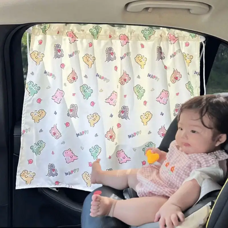 Suction Cup Curtain In The Car Window Sunshade Cover Cartoon Universal Side Window Sunshade UV Protection For Kid Baby Children - Image 3