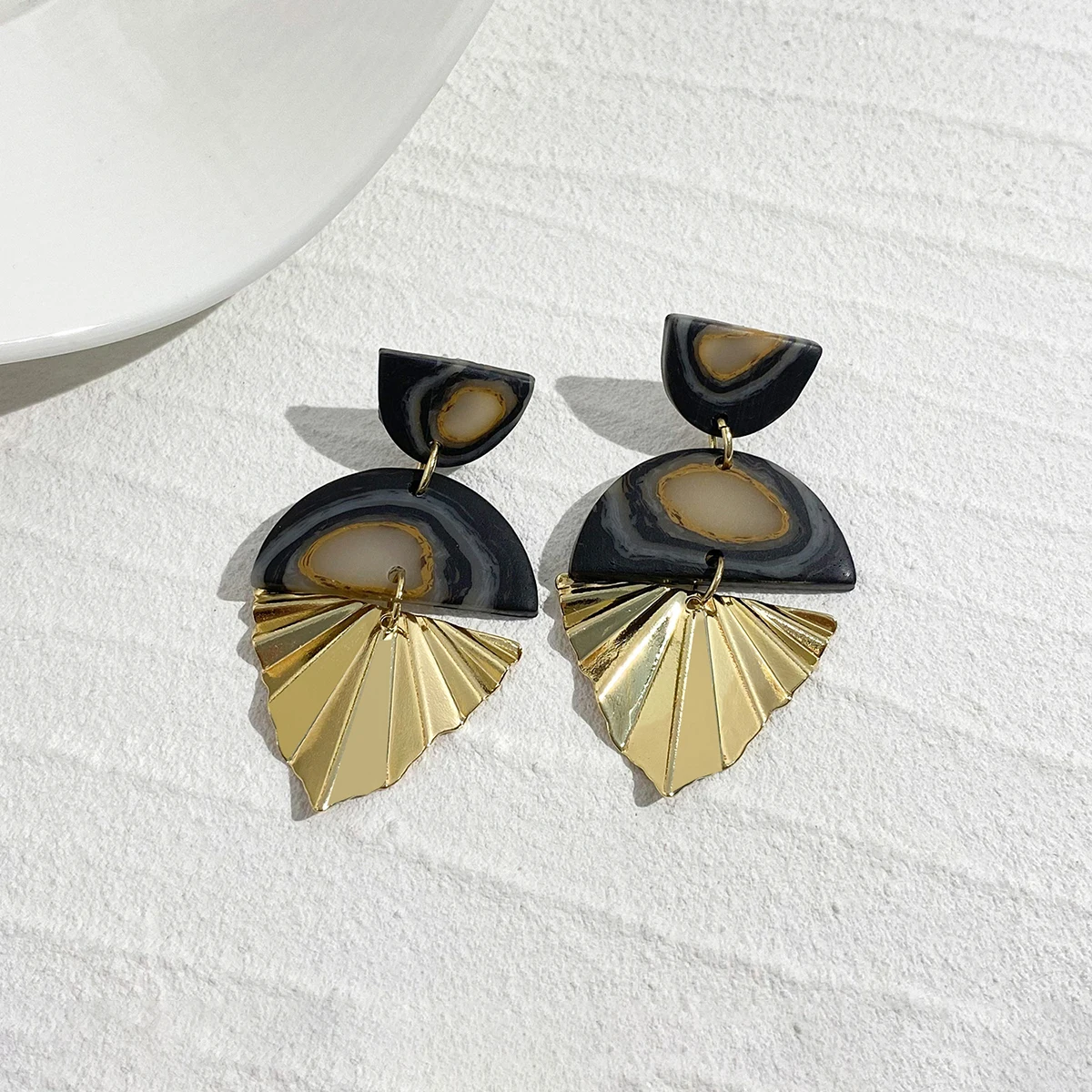 AENSOA Classic Black White Polymer Clay Drop Earrings for Women Handmade  Abstract Pattern Geometric Hanging Earrings Jewelry