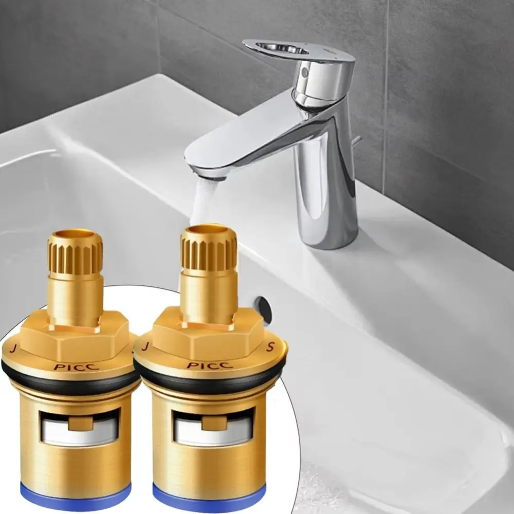 Brass Material Faucet Valve Core Threaded Design Ceramic Valve Faucet Cartridge Durable Copper Construction Faucet Inner Valve
