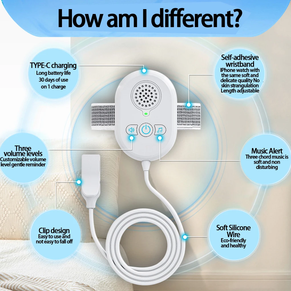 USB Rechargeable Bedwetting Alarm for Baby Pee Alarm with Sounds and Vibration Bedwetting Sensor for Kids Adults