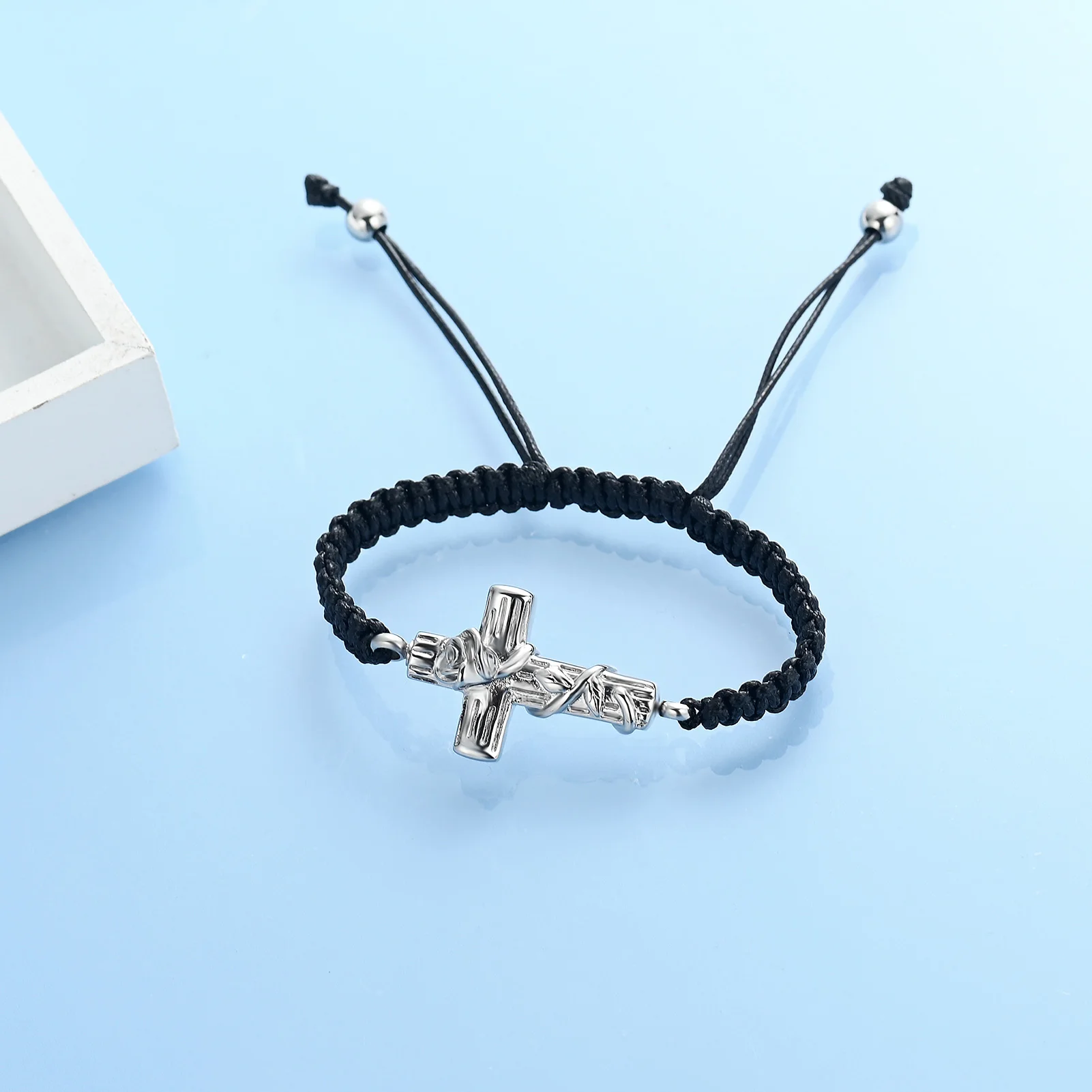 Rose Cross Memorial Jewelry Cremation Urn Bracelet For Human/Pet Ashes Stainless Steel Keepsake Ashes Bangle Personalized